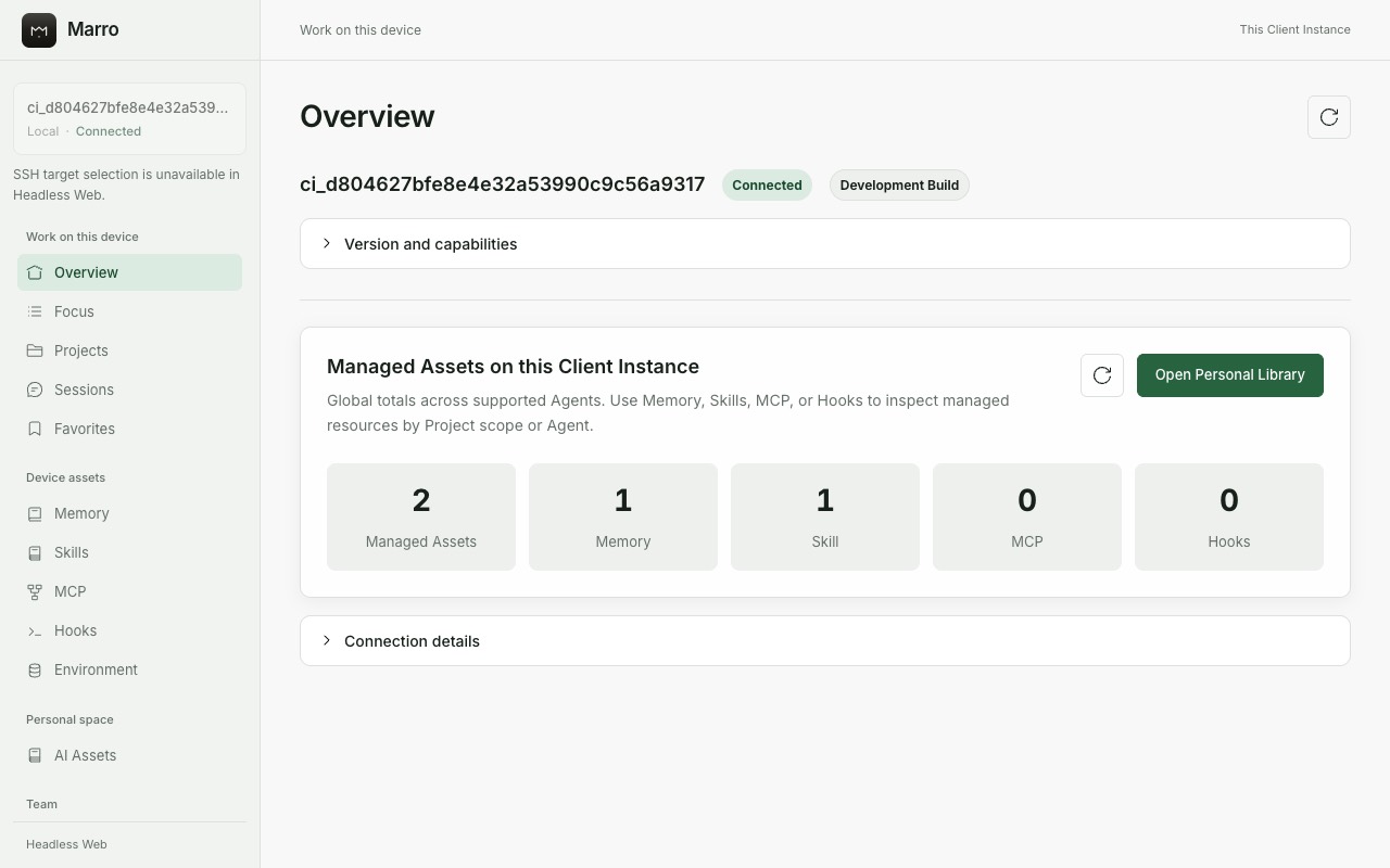 Client overview (screenshots come from the Client web view; the desktop app looks the same)