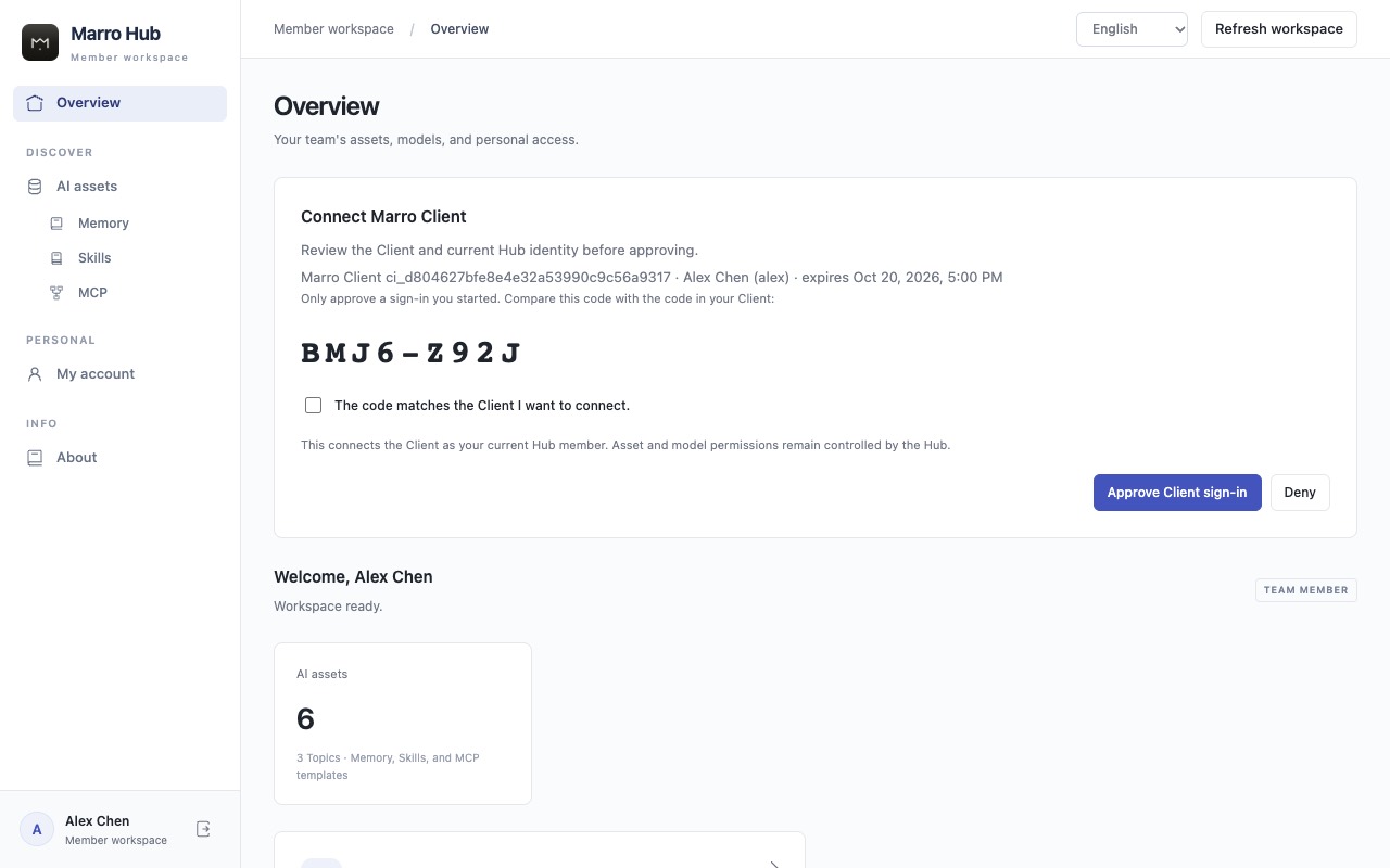 Check the code and approve on the Hub
